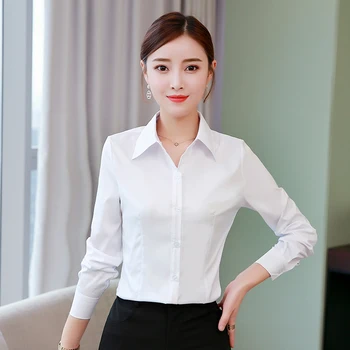 Ilgomis rankovėmis Balti Marškiniai Moteris korėjos Profesinės Drabužių Viršų 2020 M. Pavasarį Darbas Pavasarį Apatiniai Marškinėliai Moteris