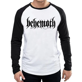 Ilgomis Rankovėmis Behemoth T Shirt Mens Mados Behemoth Logotipas marškinėliai Topai Tees marškinėlius Unisex Visą Rankovės Juosta Drabužiai