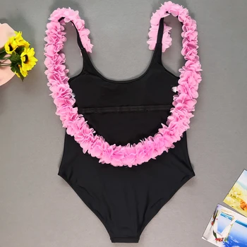 Imayio moterų maudymosi kostiumėlį 2019 vientisi maudymosi kostiumėliai, 3D Gėlės maudymosi kostiumai seksualus Pynimas flone paplūdimio kietas keltą
