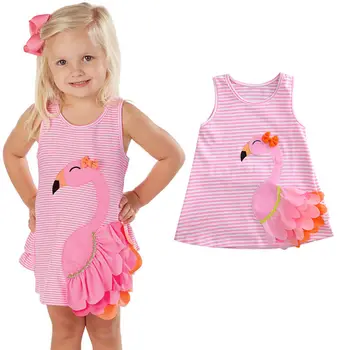IMCUTE Vaikams, Vaikiška Naujagimių Swan Dryžuotas Berankovis Suknelė Gražių Vaikų Rožinės Suknelės Mergaitėms 0-4Y