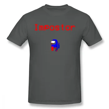 Impostor BlueAnime Drabužių Dizainas Tarp MŪSŲ Online Multiplayer Socialinės Atskaitą Žaidimas Medvilnės Vyrų T-Shirt