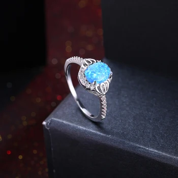 INALIS Balta Kubinis Cirkonis Ir Blue Opal Ovalo Formos Žiedai Moterims Romantiška Jubiliejų Žiedas Mados Moterų Papuošalai parduodami