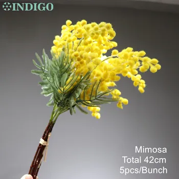INDIGO - 5vnt mažo Dydžio, Baltoji Mimoza Puokštė Namų Puošybai Japonijos Vyšnių Vestuvių Dirbtinių Gėlių Šalies Dropshipping