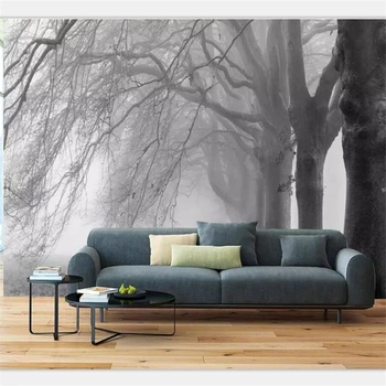 Individualizuotos Fono paveikslėlį 3d gyvenimo kambario, miegamasis freskos juoda ir balta abstrakčiai medžio apdaila TV foną, siena hotel Restaurant обои