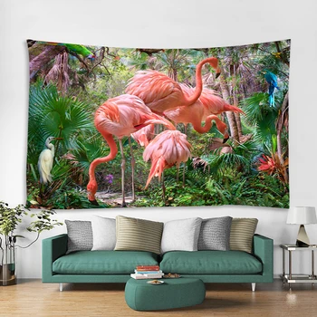 Ins Gobelenas Tropinių Augalų Apdailos Flamingo Meno Gobelenas Audinio Kabinti Tapiz 95*73cm/150*130cm/200*150cm