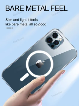 IPhone 12 11 Pro Max Atveju Skaidrios Magnetinės atsparus smūgiams Galinį Dangtelį iPhone 12 Mini Atveju Greitai Magnetinio Belaidis Kroviklis