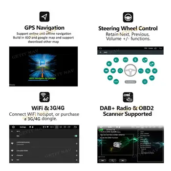 IPS ekranas Android 10 Automobilių DVD Multimedijos Grotuvas GPS Ford Mondeo Focus S/C Max, Galaxy Kuga su wifi, BT Stereo Radijas