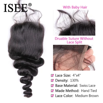 ISEE PLAUKŲ Brazilijos Prarasti Banga Ryšulius Su Uždarymo Remy Human Hair Ryšulius Su Uždarymo 3/4 Ryšulių Plaukų Uždaryti