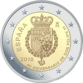 Ispanija 2018 50-metį Karalius Pilypas VI 2 Euro Nekilnojamojo Originalus Monetų Tiesa, Euro Kolekcija Progines Monetos Unc