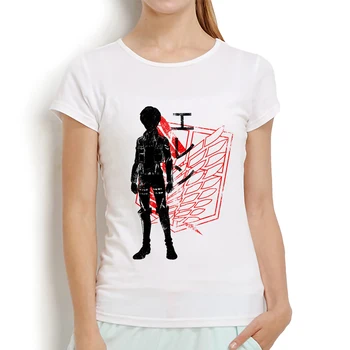 Išpuolis Titan anime Mikasa Akermano ir Eren Jaeger marškinėliai moterims naują atsitiktinis trumpomis rankovėmis marškinėlius femme mielas streetwear t-shirt