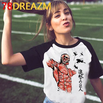 Išpuolis Titan t-shirt moterų plius dydis spausdinti atsitiktinis tumblr japonijos marškinėlius harajuku