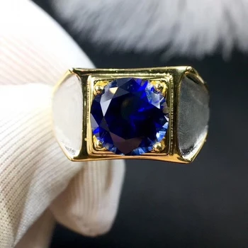 Išskirtinį royal mėlyna safyras brangakmenio žiedas vyrams žiedas gamtos perlas gera supjaustyti 925 sterlingas sidabro gimtadienio dovana dydžio 8x8mm