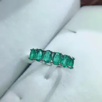 Išskirtinį žalia smaragdo žiedu moterys sidabro žiedas geros spalvos nekilnojamojo gamtos perlas 3mm x 5mm dydžio mergina gimtadienio dovana