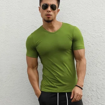 J438-fitneso Treniruotės vyrams trumpomis rankovėmis marškinėliai vyrams šilumos raumenų kultūrizmo dėvėti suspaudimo Elastinga Slim naudotis drabužiai