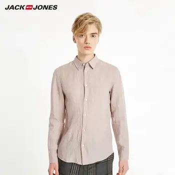 JackJones Vyrų Linas, Pagrindinio ilgomis Rankovėmis Marškinėliai Mada 219105522