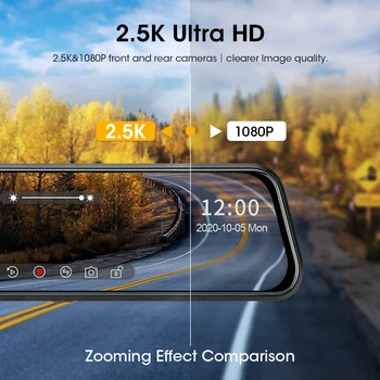Jansite Ultra HD 2.5 K Srautines garso ir 10 colių Automobilių DVR veidrodis diktofonas brūkšnys cam Registratorius 1080P galinio vaizdo kamera 