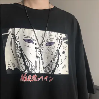 Japonija Naruto Marškinėlius Streetwear Vyrų Negabaritinių Marškinėliai Mados Atsitiktinis Amino Punk T Marškinėliai Vyrams Vasaros Amino Animacinių Filmų Tshirts Berniukai