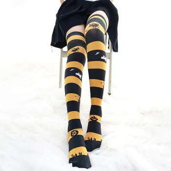 Japonijos Lolita Mergaičių Kojinės Helovinas Juostele Stiliaus Aksomo Ilgai Gyvulių Gpgb Modelis Overknee Pėdkelnės, Kojinės 60cm