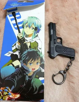 Japonų anime Key Chain Kardas Meno Internete SAN Kirigaya Kazuto Kirito Yuki Asuna karoliai Cosplay Juoda Keychain priedai