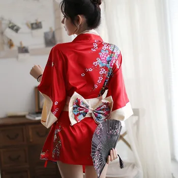 Japonų Kimono Seksualus Cosplay Apranga Moterims Tradicinio Stiliaus Skraiste Yukata Kostiumai Pižama Minkštas Šilko Diržo Egzotiškų Drabužių