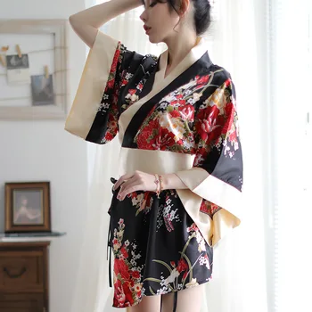 Japonų Kimono Seksualus Cosplay Apranga Moterims Tradicinio Stiliaus Skraiste Yukata Kostiumai Pižama Minkštas Šilko Diržo Egzotiškų Drabužių