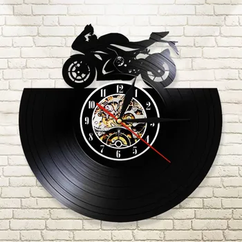 Japonų Motociklas Vinilo Įrašas Sieninis Laikrodis Retro Namų Dekoro Motociklo Modernios Sienos Meno Laikrodis Žiūrėti Dovana Motociklų Gerbėjai