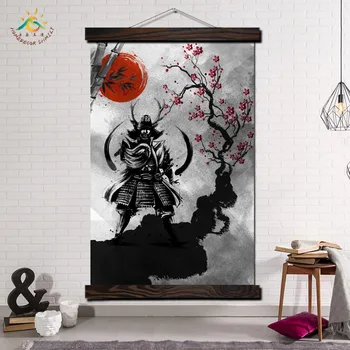 Japonų samurajus Raudona Saulė Modernios Sienos Menas Spausdinti Pop Art Plakatai ir Spausdina Pažymėkite Drobės Tapybos sienos nuotraukas, už Kambarį