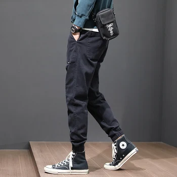 Japonų Stiliaus Mados, Vyrų Džinsai Spliced Dizaineris Haremo Kelnės Atsitiktinis Krovinių Kelnės Hombre Streetwear Hip-Hop Poilsiu Kelnės Vyrams
