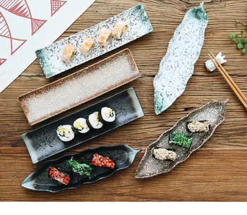 Japonų suši plokštė keramikos kūrybinis stačiakampio formos patiekalas, užkandžiai, užkandžiai plokštė asmenybės šviesą stalo įrankiai nustatyti plokštė