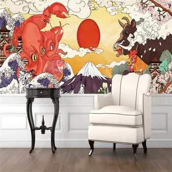 Japonų Ukiyo-e Darbų Virtuvė Parduotuvėje Suši Restoranas Sienos Popieriaus Sunwind Homestay Pramonės Dekoro Foną Tapetai, Freskos 3D