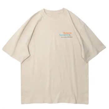 Japonų Ukiyo Totoro Katė Banga Spausdinti Streetwear T Shirts 2020 Metų Vasaros Mens Hip-Hop Atsitiktinis Trumpomis Rankovėmis Viršūnes Tees Vyrų Tshirts