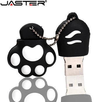 JASTER naujas USB 2.0 animacinių filmų rožinė katės letena USB flash drive 4GB 8GB 16GB 32GB 64GB 128GB juodas raudonas išorės saugojimo memory stick