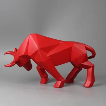 Jautis Skulptūra Abstrakčių Geometrinių Bison Bull Dervos Statula Namų Biuro Apdailos Juostą Meno Gyvūnų Galia Amatų Ornamentu Vaikų Dovanų