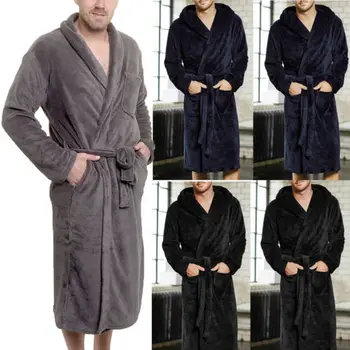 JAV AKCIJŲ Žiemos Mens Prailgintas Prabangus Šalikas Chalatas Namų Sleepwear ilgomis Rankovėmis Chalatas, Kailis