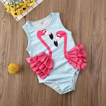 JAV Mielas Flamingo Vaikas Baby Girl vientisi maudymosi Kostiumėliai, Bikini Maudymosi Kostiumas Swimsuit