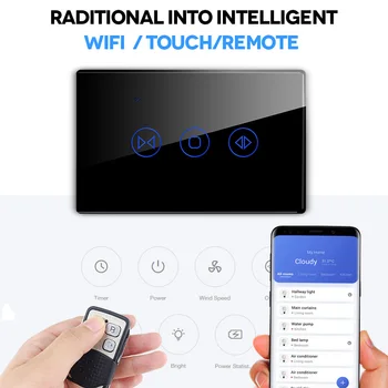 JAV Standartas Elektrinių Sienos Užuolaidų Valdytojas Namų Automatikos Touch Perjunkite Wi-fi Tuya App Nuotolinio Valdymo Telefonas Reguliuoti Greičio