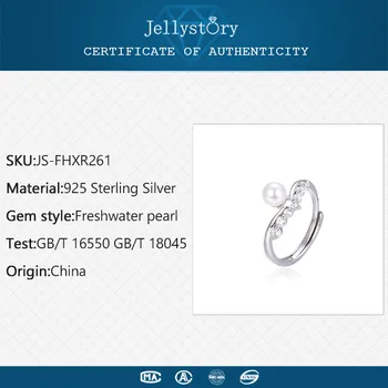 Jellystory madinga 925 Sterlingas Sidabro Papuošalai Žiedas su gėlavandenių perlų cirkonis reguliuojamas Žiedai Moterims Vestuvių Pažadas Šalis