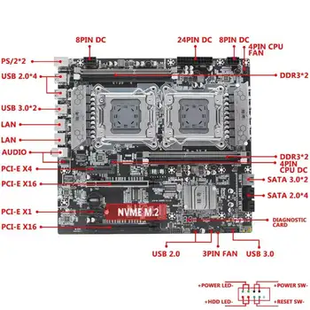 JGINYUE X79-D4 Dual CPU pagrindinėse plokštėse LGA 2011 m. i7 Xeon E5 V1&V2 Procesorius DDR3 256G ECC/NON-ECC Atminties Dual Giga LAN, E-ATX