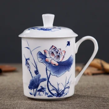 Jingdezhen Kaulų Kinijos keramikos dideli puodeliai su dangteliu drinkware Porceliano puodelis susitikimas dovana Office puodelis apie 500ml