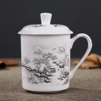 Jingdezhen Kaulų Kinijos keramikos dideli puodeliai su dangteliu drinkware Porceliano puodelis susitikimas dovana Office puodelis apie 500ml