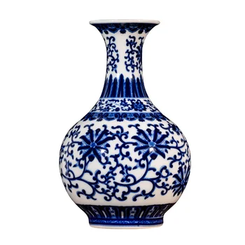 Jingdezhen porceliano vaza gėlių kompozicijų apdailos mėlynos ir baltos spalvos porceliano senovinių namų puošybai kambarį apdaila
