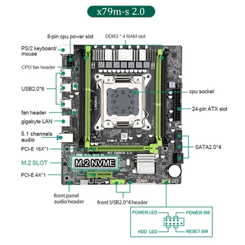 JINGSHA X79 lustų rinkinys pagrindinė plokštė LGA2011combos E5 2650 4pcs x 8GB = 16GB DDR3 1 600mhz ECC Atminties M-ATX M. 2 SSD sąsaja