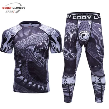 Jiu jitsu Rashguard Vyrų MMA marškinėliai+Kelnės Rinkiniai Bjj Gi Mma Suspaudimo Bokso megztiniai Kvėpuojantis Muay Thai Sporto Fightwear