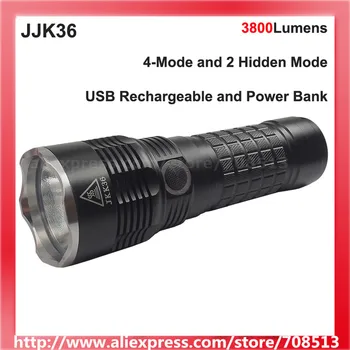 JKK36 Cree XHP70.2/XM-L2 Balta/Neutrali Balta/Šiltai Balta 3800 Liumenų 6-Mode USB Žibintuvėlis su Galios Banko LED Žibintuvėlis (3x18650)