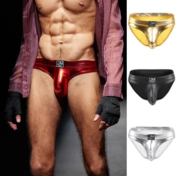 JOCKMAIL 2020 Naujas seksualus bikini trumpikės vyrams apatiniai 3PCS / daug Dirbtiniais Odos Kvėpuojantis string jockstrp slydimo Gėjų Vyrų Apatiniai