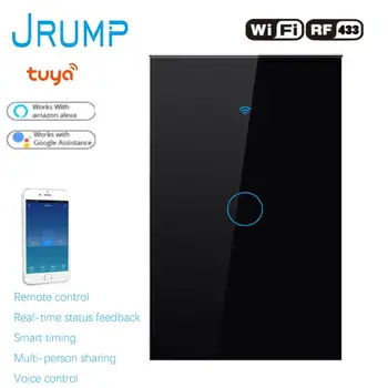 JRUMP Wifi Smart Touch Perjungti Balsu Šviesos Jungiklis Su Belaidžio Nuotolinio Valdymo Sienos Jungiklis, Dirbti Alexa Echo 