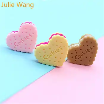 Julie Wang 20PCS Dervos Slapukus, Pakabukai Širdies Formos Sluoksniuoti Sausainiai Dirbtinio Maisto, Juvelyrikos Priėmimo Aksesuaras Miniatiūriniai Dekoras
