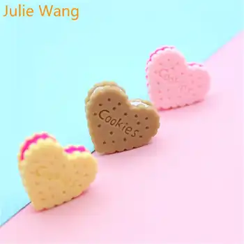 Julie Wang 20PCS Dervos Slapukus, Pakabukai Širdies Formos Sluoksniuoti Sausainiai Dirbtinio Maisto, Juvelyrikos Priėmimo Aksesuaras Miniatiūriniai Dekoras