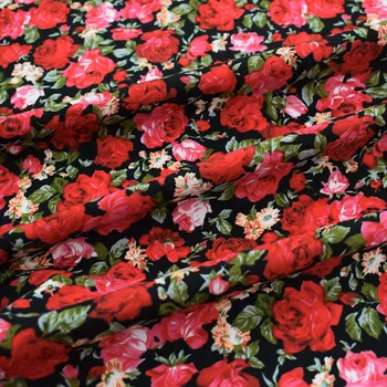Juoda apačioje gėlių reaktyvusis dažai grynos medvilnės audinio vasaros suknelė kailis tissus as metrų tecido tissu telas tela shabby szyk