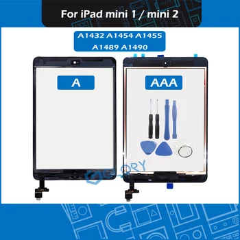 Juoda Balta A1432 A1454 A1455 A1490 A1489 skaitmeninis keitiklis Priekinis Stiklas iPad Mini 1 Mini 2 Touch Screen Skydelis Su Home mygtuką